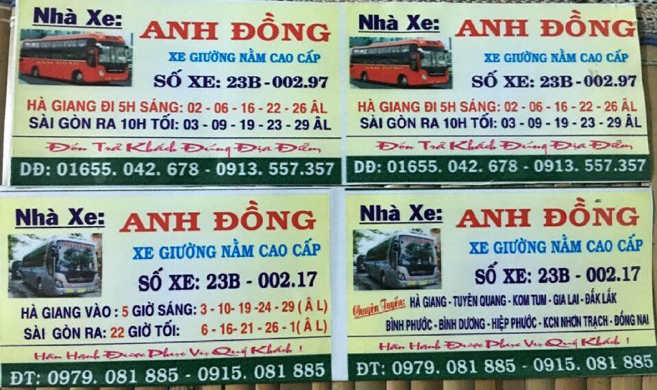 Nhà xe Anh Đồng (Hà Giang - Sài Gòn, TP Hồ Chí Minh)
